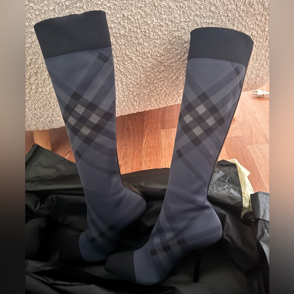 Burberry check sock boots